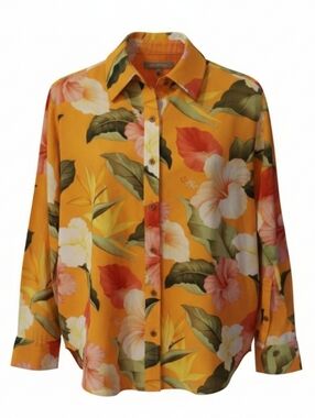 Tommy Bahama Womens Large Tropical Floral Silk Button Down Shirt Cover Up
